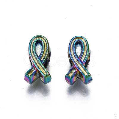 Rack Plating Rainbow Color Alloy European Beads PALLOY-S180-349-1