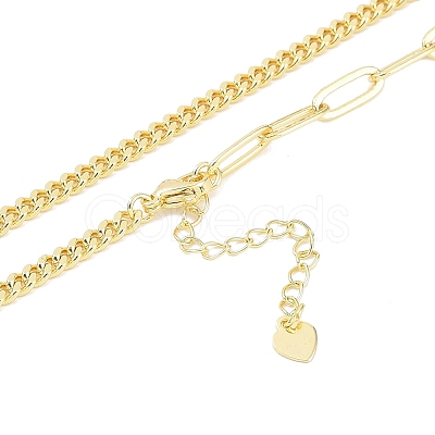 Brass Cuban Link Chain & Paperclip Chain Necklace Making NJEW-U008-08G-1