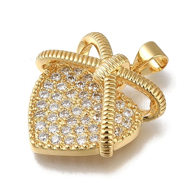 Rack Plating Brass Micro Pave Clear Cubic Zirconia Pendants KK-G500-24G-1