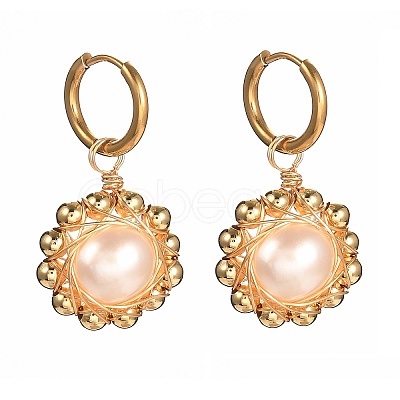 Natural Freshwater Pearl Hoop Earrings for Women EJEW-JE04621-1