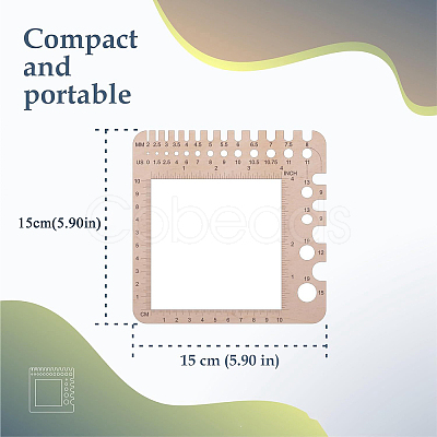 Square Wooden Knitting Needle Gauge Tools PW-WG46382-04-1