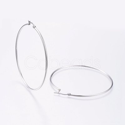 Tarnish Resistant 304 Stainless Steel Big Hoop Earrings X-EJEW-F105-01P-1