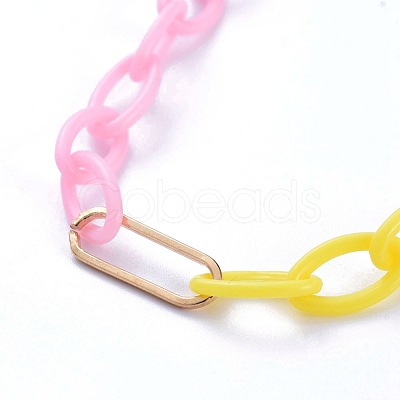 Personalized Two Tone ABS Plastic Cable Chain Necklaces NJEW-JN02825-03-1