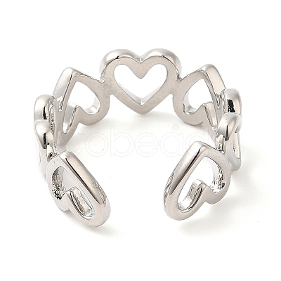 Rack Plating Brass Open Cuff Ring  for Women RJEW-Q770-30P-1