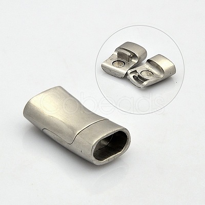 Tarnish Resistant Rectangle 304 Stainless Steel Matte Magnetic Necklace Clasps STAS-N014-32-1