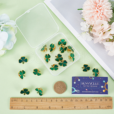 SUNNYCLUE 20Pcs Shamrock Alloy Enamel Pin JEWB-SC0001-37-1