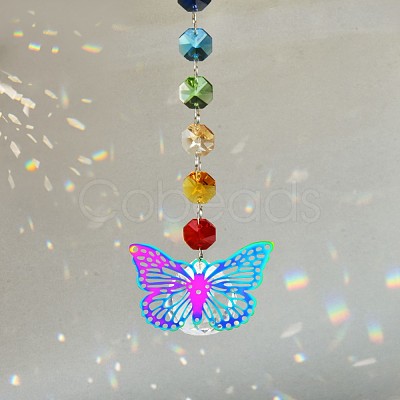 Glass Hanging Suncatcher Pendant Decoration DJEW-PW0008-01B-1