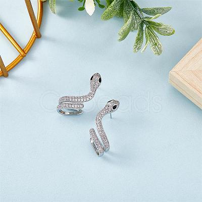 Clear Cubic Zirconia Snake Stud Earrings JE1077A-1