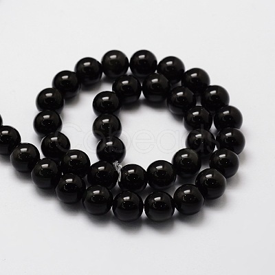 Natural Obsidian Round Beads Strands G-G735-19-6mm-01-1