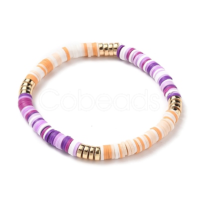 Polymer Clay Heishi Beads Stretch Bracelets BJEW-JB05740-1