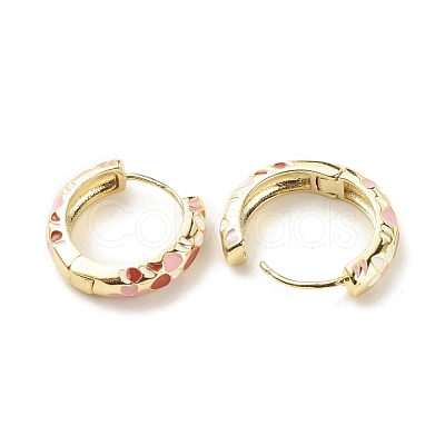 Flower Enamel Hoop Earrings EJEW-G290-03G-C-1