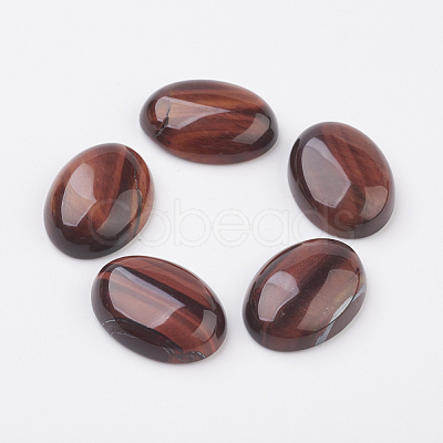 Natural Dyed & Heated Red Tiger Eye Flat Back Cabochons G-G741-22x30mm-13-1