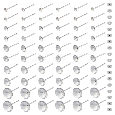 DICOSMETIC 250Pcs 5 Size 304 Stainless Steel Post Stud Earring Findings STAS-DC0014-85-1