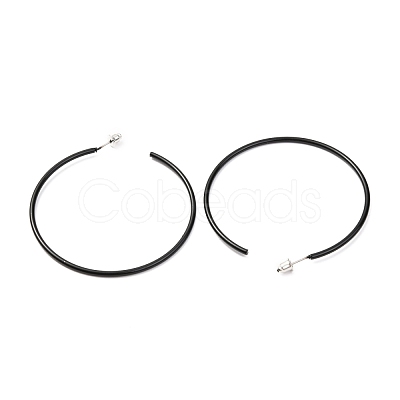 Tarnish Resistant Baking Paint 201 Stainless Steel Half Hoop Earrings EJEW-P185-A01-03-1