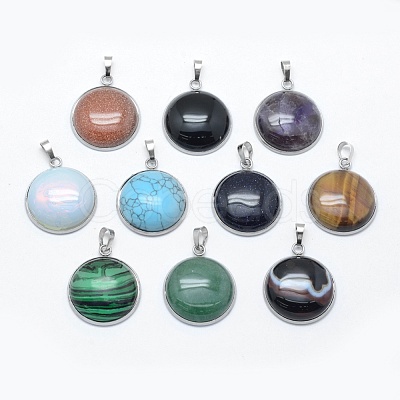 Natural & Synthetic Mixed Stone Pendants KK-E757-B-P-1