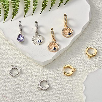 8Pcs 2 Colors Brass Huggie Hoop Earring Findings KK-SZ0005-36-1