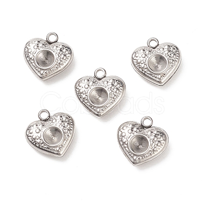 304 Stainless Steel Heart Charms Rhinestone Settings X-STAS-E083-13P-1