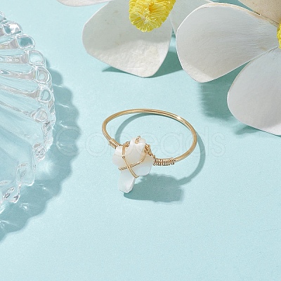 Natural White Shell Finger Rings RJEW-JR00610-01-1