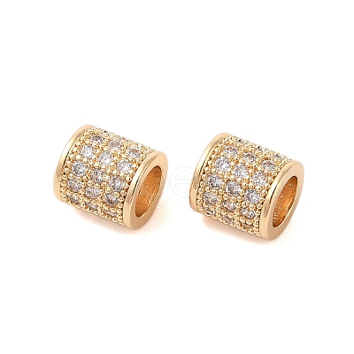 Brass Micro Pave Clear Cubic Zirconia European Beads KK-B100-013G-1