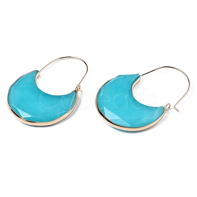 Moon Shape Dyed Natural White Jade Hoop Earrings for Girl Women G-S344-106-1