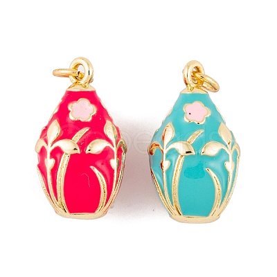 Brass Enamel Pendants KK-E112-07G-1