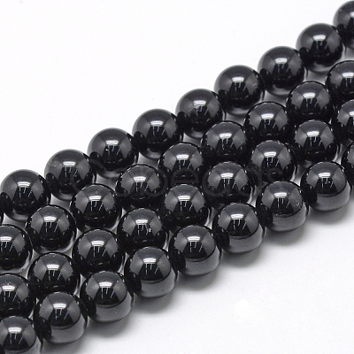 Natural Black Tourmaline Beads Strands G-R446-4mm-19-1