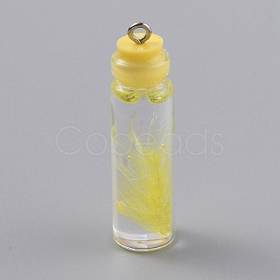 Transparent Glass Bottle Pendant Decorations EGLA-B002-01A-1