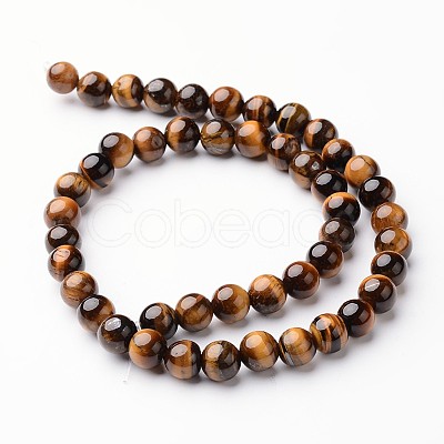 Round Natural Tiger Eye Bead Strands G-J346-14-8mm-1