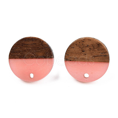 Resin & Walnut Wood Stud Earring Findings MAK-N032-007A-H04-1