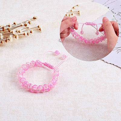 Sparkling Round Glass Braided Bead Bracelet BJEW-SW00082-11-1