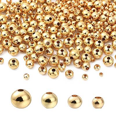 500Pcs 4 Styles Brass Round Spacer Beads KK-CJ0001-79-1