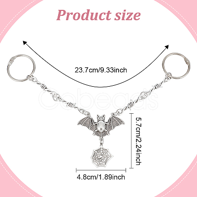 ANATTASOUL 2Pcs Bat with Spider Web Alloy Shoe Charms Chains FIND-AN0001-05-1