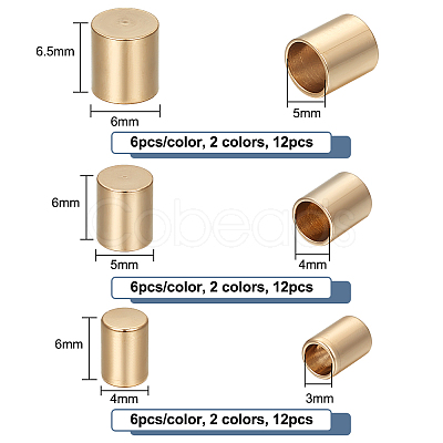 Unicraftale 36Pcs 6 Style 201 Stainless Steel Cord Ends STAS-UN0044-40-1