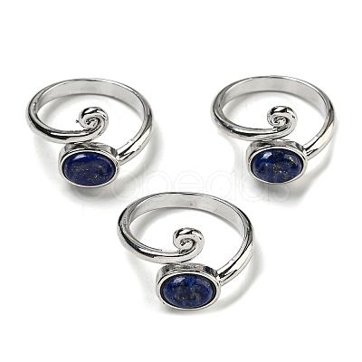 Natural Gemstone Adjustable Rings RJEW-K269-08P-1