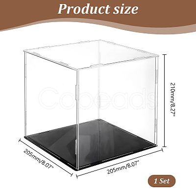 Square Transparent Acrylic Minifigure Collections Display Case with Black Base ODIS-WH0099-19-1