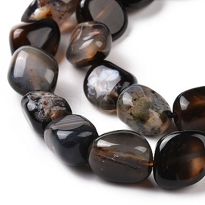 Natural Black Agate Beads Strands G-A208-04-1