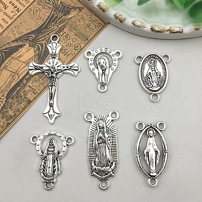 12Pcs Tibetan Style Alloy Multi-Strand Links & Pendants PW-WG063F3-01-1