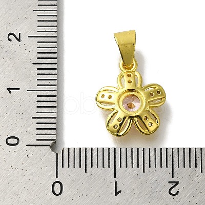 Flower Rack Plating Brass Micro Pave Cubic Zirconia Pendant KK-H485-01G-05-1