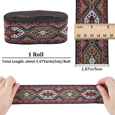 Ethnic Style Polyester Embroidery Ribbons OCOR-WH0078-103-1