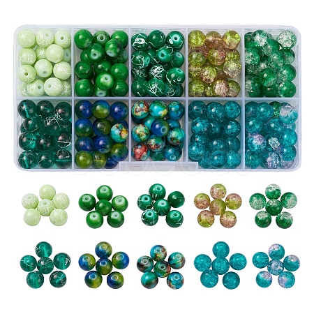 10 Style Spray Painted & Drawbench Transparent & Baking Painted Glass Beads GLAA-YW0001-26E-1