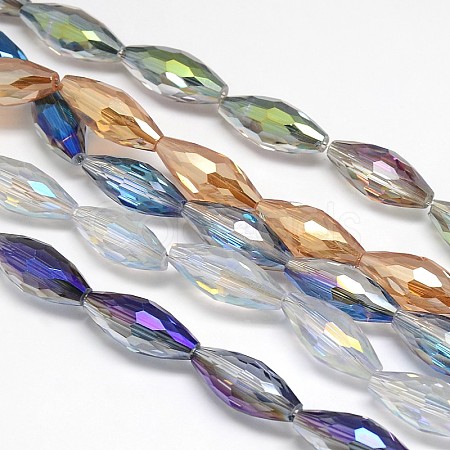 Electroplate Crystal Glass Rice Beads Strands EGLA-F044-A-1