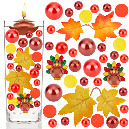 BENECREAT DIY Thanksgiving Day Vase Fillers for Centerpiece Floating Pearls Candles DIY-BC0009-69-1