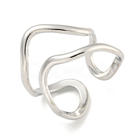 Non-Tarnish 304 Stainless Steel Irregular Open Cuff Ring for Women RJEW-A043-26P-1