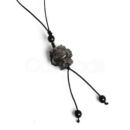 Natural Silver Obsidian Pendant for Mobile Phone Strap PW-WG59344-08-1