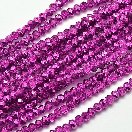 Faceted Rondelle Transparent Painted Glass Beads Strands DGLA-J001-C06-1