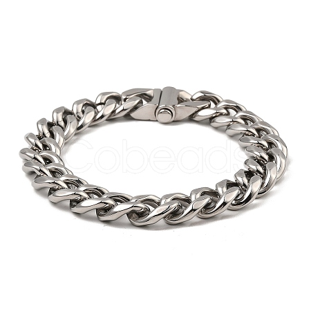 304 Stainless Steel Cuban Link Chain Bracelet NJEW-D050-02F-P-1