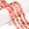 Dyed Natural White Jade Beads Strands, Two Tone, Round, Coral, 6x6mm, Hole: 0.9mm, about 61~65pcs/strand, 14.65~15.2''(37.2~38cm)