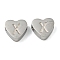 Tarnish Resistant 304 Stainless Steel Beads, Heart with Letter, Stainless Steel Color, Letter X, 7x8x3mm, Hole: 2mm