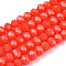 Opaque Solid Color Imitation Jade Glass Beads Strands, Faceted, Rondelle, Orange Red, 4x3mm, Hole: 0.4mm, about 113~115pcs/strand, 41~41.5cm