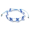 Woven Glass Flower Adjustable Braided Bead Bracelets for Women, Royal Blue, Inner Diameter: 1-7/8~3-1/4 inch(4.65~8.2cm)